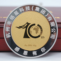 浙江杭州米絡(luò)星十周年銀鑲金紀(jì)念章_ 定制金章 金章制作 定制紀(jì)念章