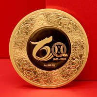 江蘇南通化輕60周年定制純金紀(jì)念章_ 定做金幣 金幣制作 純金2克